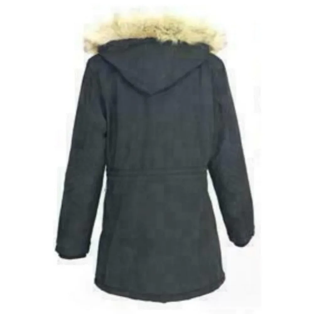 LeeHanton Three Quarter Length Military Style Parka Jacket Black XL